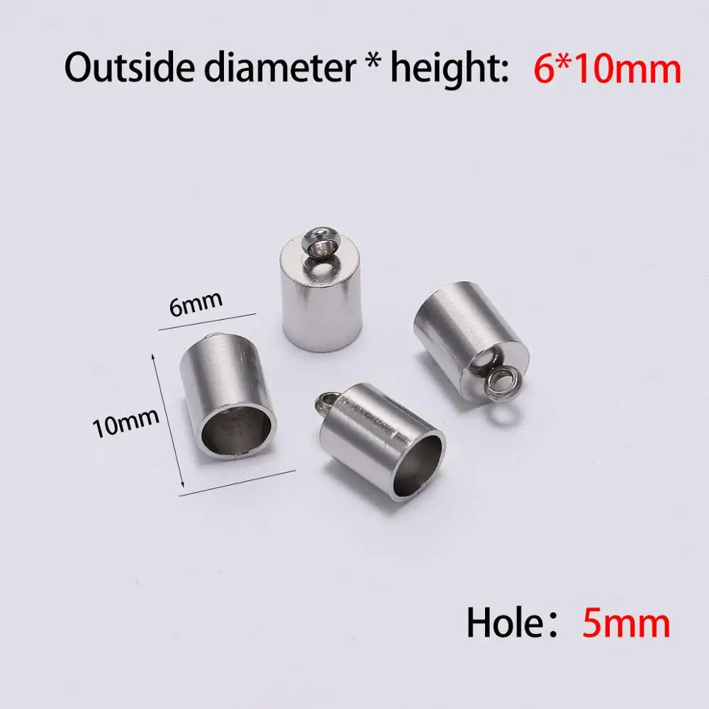 5mm 10 шт./лот наконечник из нержавеющей стали подходит для 2 3 4 5 6 7 8 10 мм кисточка кожаный шнур Конец Обжимной колпачок s для самостоятельного изготовления ювелирных изделий браслет - Цвет: 5mm