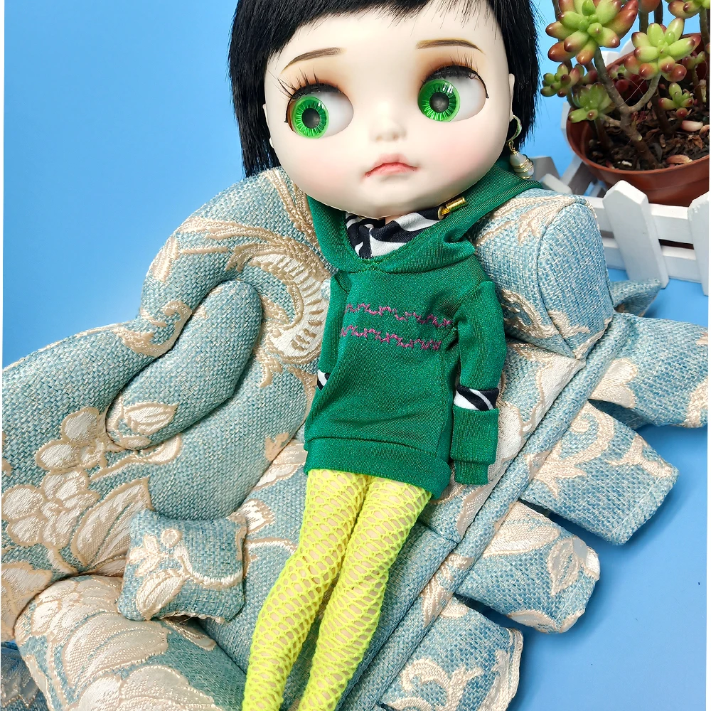 Sweet Pea Синий тканевый диван в европейском стиле BJD 1/6 детская кукольная мебель