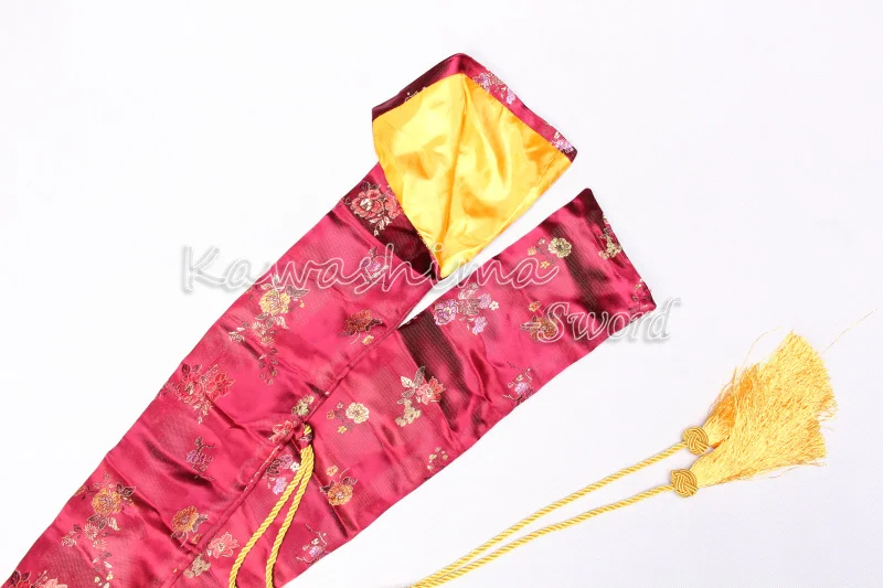 Японский самурайский меч шелковая сумка фиолетовый золотой цвет вышитый цветок