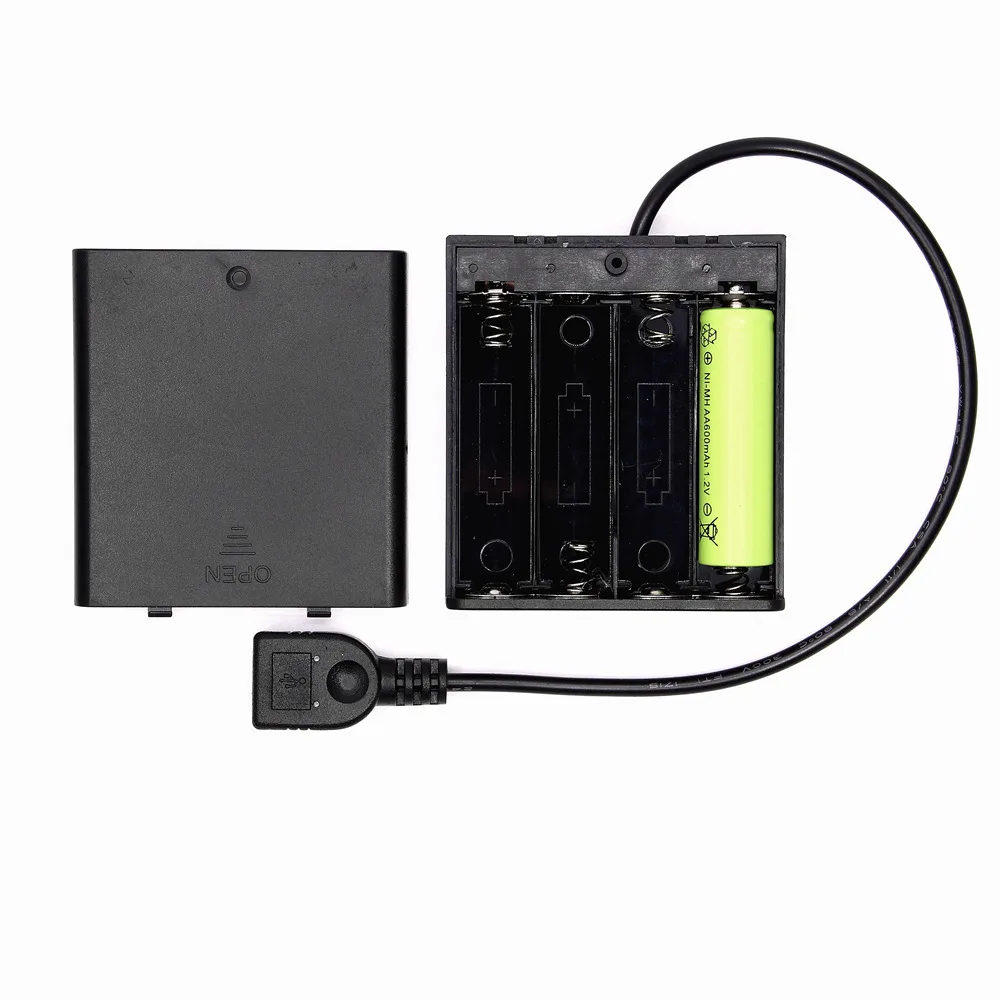 4 шт. Крышка батарейного отсека AA с переключателем и usb-разъемом для USB 5 В