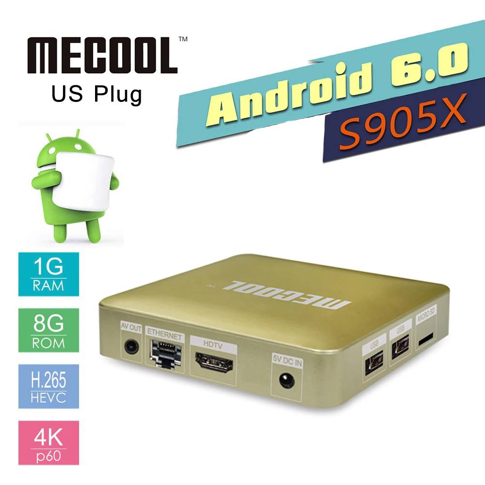 MECOOL HM8 Smart TV Box 3D 4 К Потоковое Media Player для Android 6.0 S905X Amlogic Quad Core Kodi 17.0 1 Г + 8 ОТА WiFi Мини tv Box|media player android|smart boxtv box 3d |