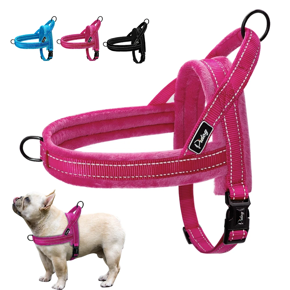 

Nylon Reflective Pet Dog Harnesses Vest Soft Flannel Padded No Pull Strap Harness For Walking Training Small Medium Large Dogs