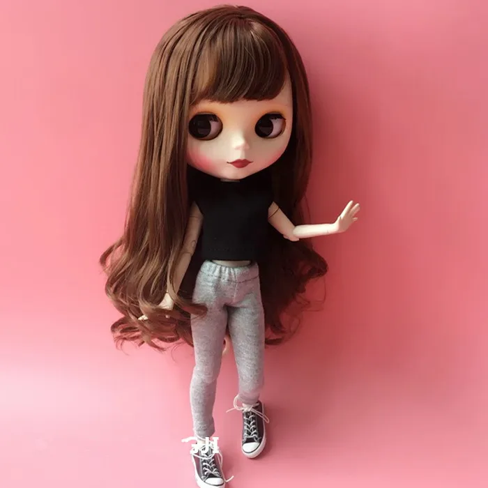 2 шт./компл. черный топ + серые леггинсы Одежда для куклы Pullip 1/6 модные Blyth кукольные