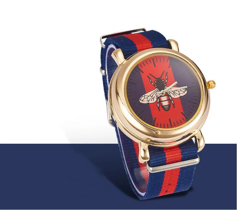 bee blue red Новые мужские кварцевые часы с usb зарядкой, сменные вольфрамовые провода, многофункциональные легкие часы для влюбленных, тканевые креативные часы с циферблатом - Цвет: bee blue red