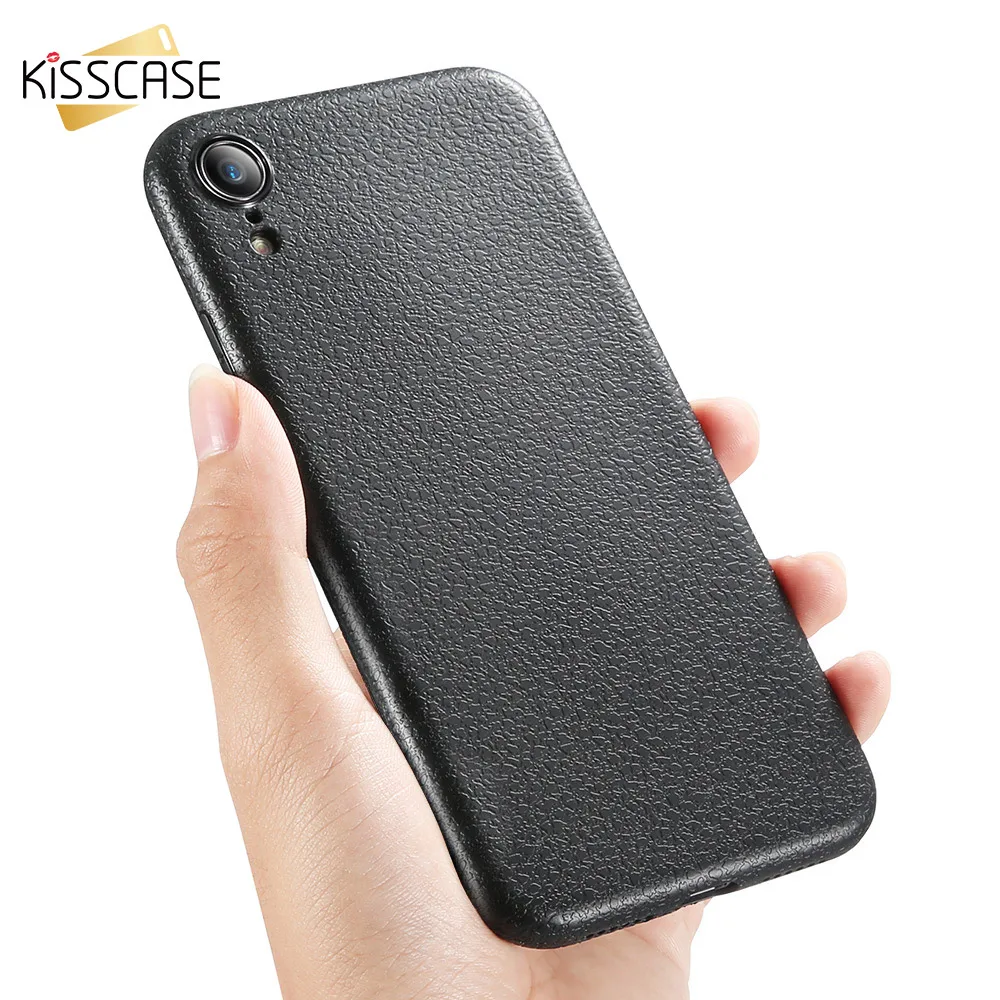 KISSCASE кожаный чехол с текстурой для iPhone X XR XS MAX роскошный Ультратонкий Мягкий ТПУ