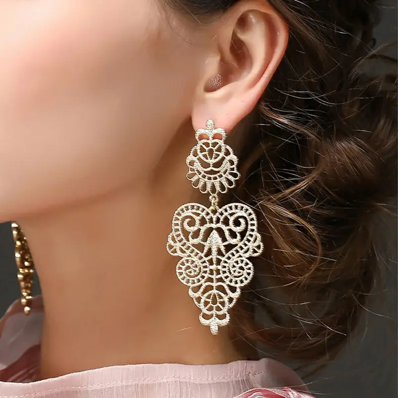e10-Gold Bohemian Long Statement Tassel Drop Earrings for Women Luxury Resin Beads Tassel Earrings 6 Color Choice Jewelry Gift - Окраска металла: e10-Gold