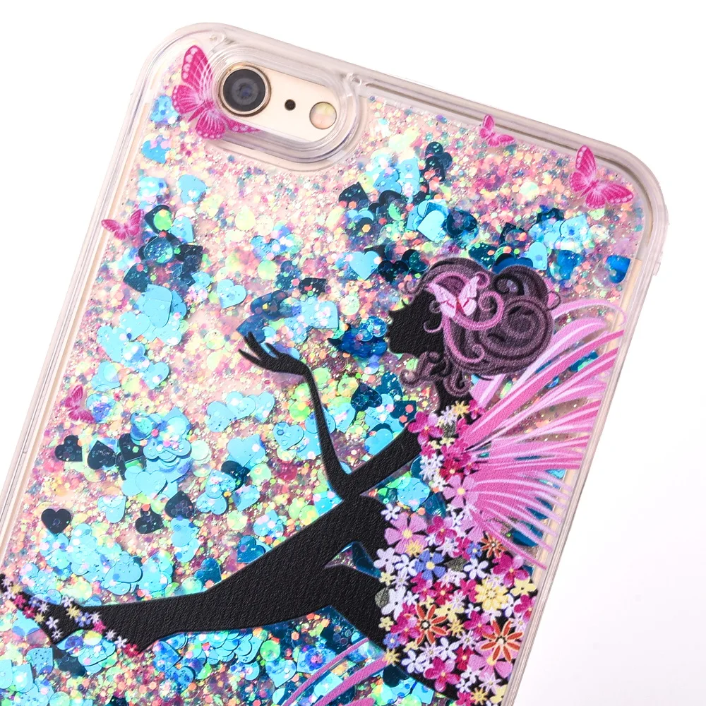 Clear Hard Phone Shell For iPhone8 Plus Case Cartoon Fairy Floral Capinha iPhone 7 8 6S 6 X Accesorios Quicksand Cover |