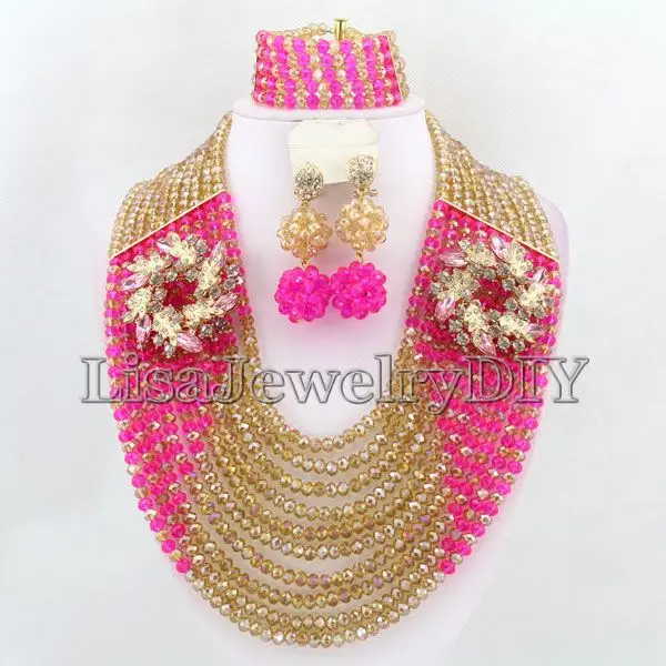 Best Selling Nigeria Crystal Beads Jewelry Sets African Bridal Wedding Beads Jewelry Sets HD3963