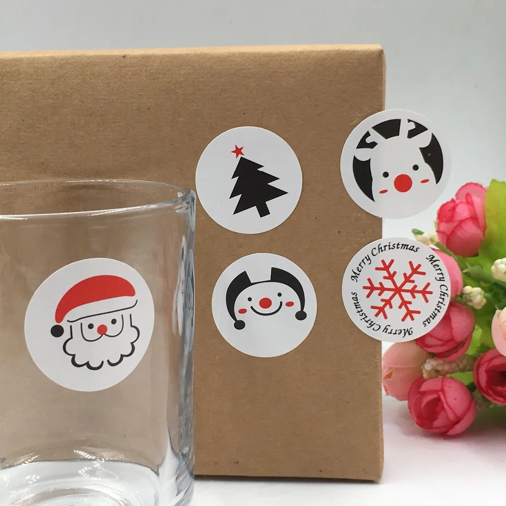 100 шт./лот Стикеры из крафтовой бумаги этикетки для рождественской наклейки