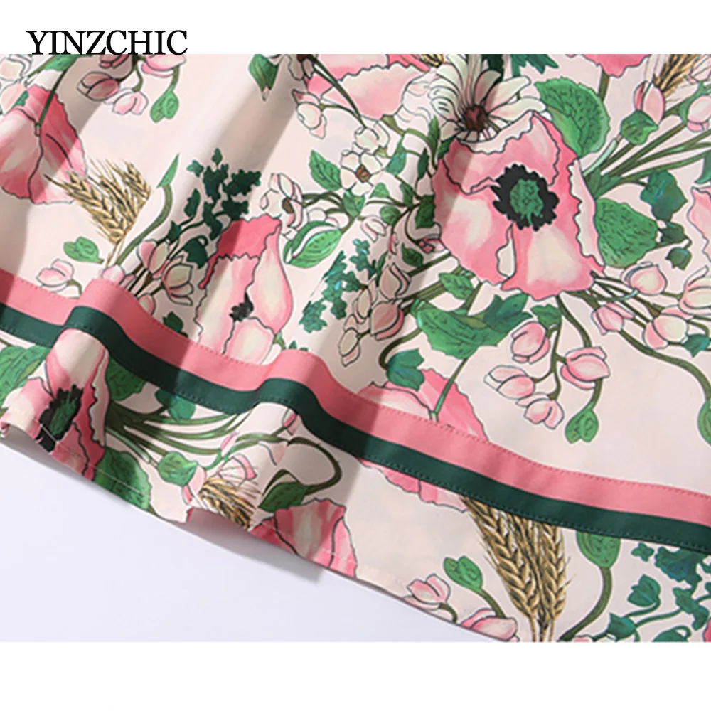 

New Woman Floral Print Dresses Bow-neck Ladies Slim Party Dresses OL Knee-length Dress Summer Vintage Printed Dress Woman