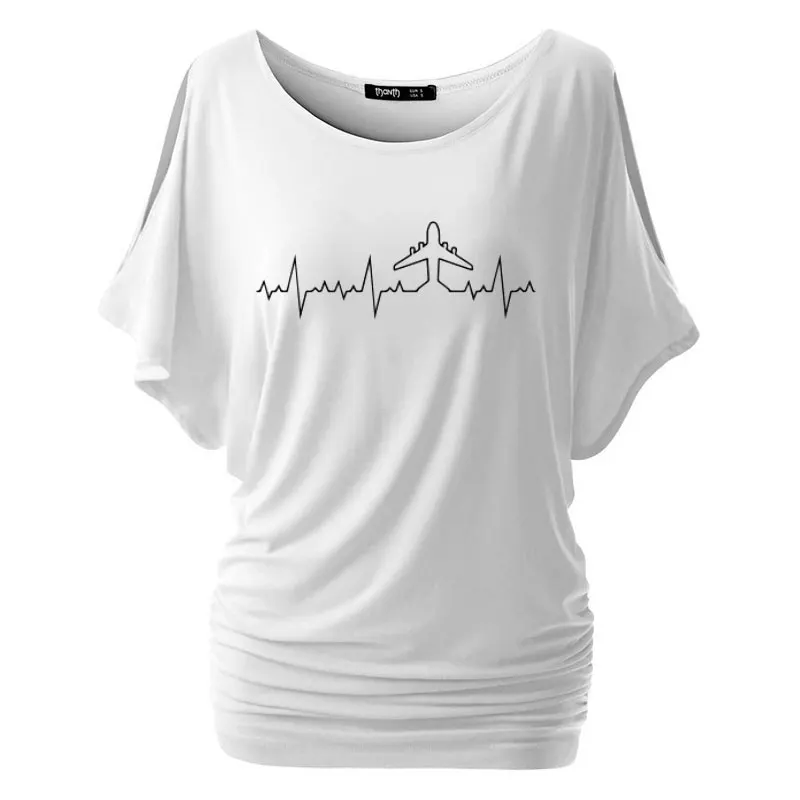 Женская футболка с коротким рукавом Heartbeat хлопковая Футболка принтом пилота