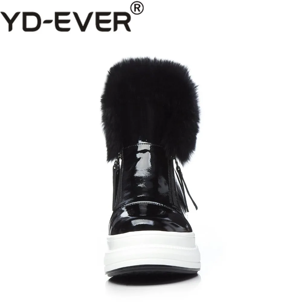 YD-EVER из натуральной кожи с круглым носком на плоской платформе теплые зимние