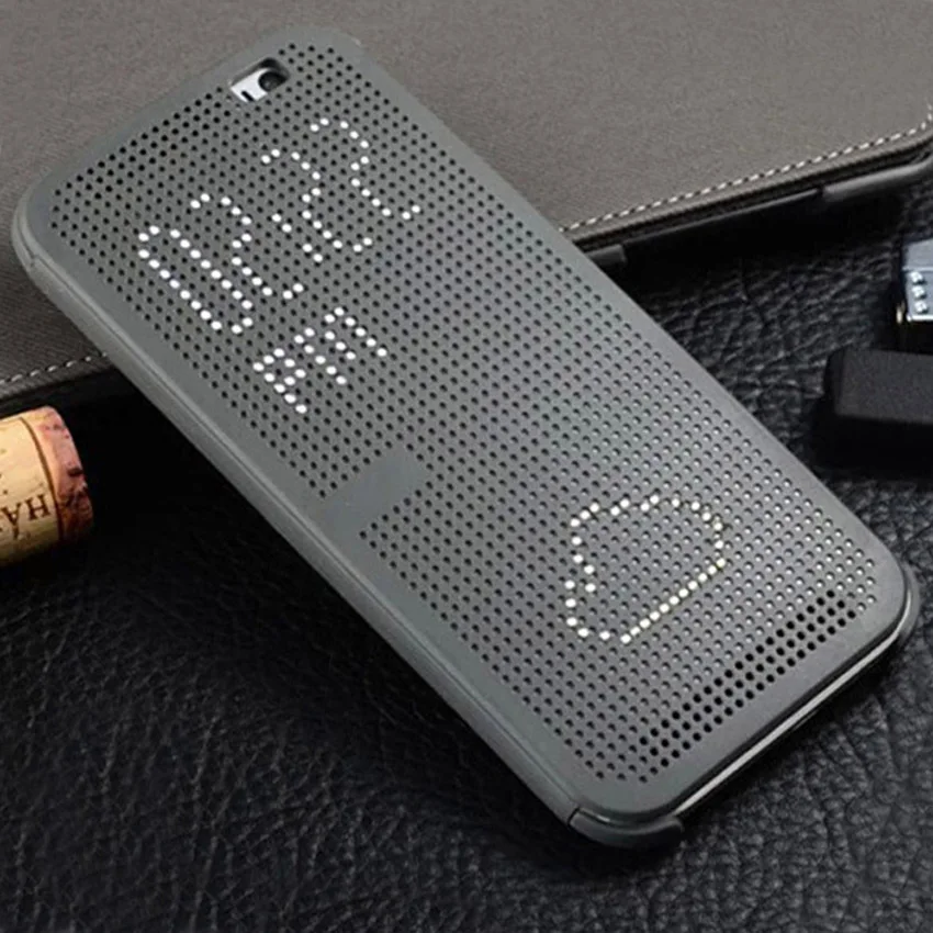 Grey Силиконовый чехол-книжка в горошек для htc One M8 M8s OneM8 OneE8 htc M8 htc E8 E8 E M 8 Smart View, противоударный чехол для телефона s - Цвет: Grey