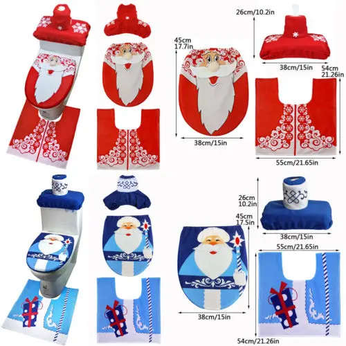 3 шт./компл. синее/красное рождественское пальто сиденье для унитаза и чехол