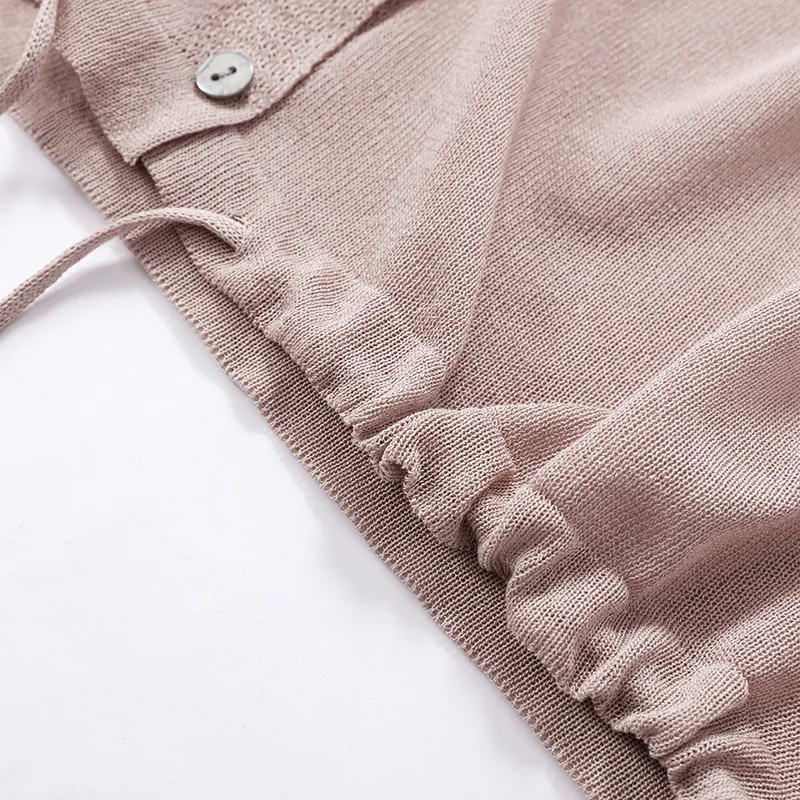 Кардиган женский Шелковый тонкий с капюшоном и V-образным вырезом |