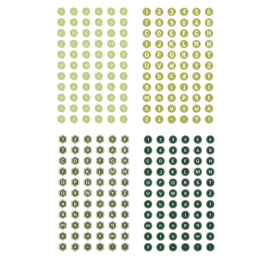 green 4 шт. универсальная пишущая машинка серии Bullet Journal наклейки Цифровой алфавит наклейки винтажные аксессуары для планировщика канцелярские товары - Цвет: green