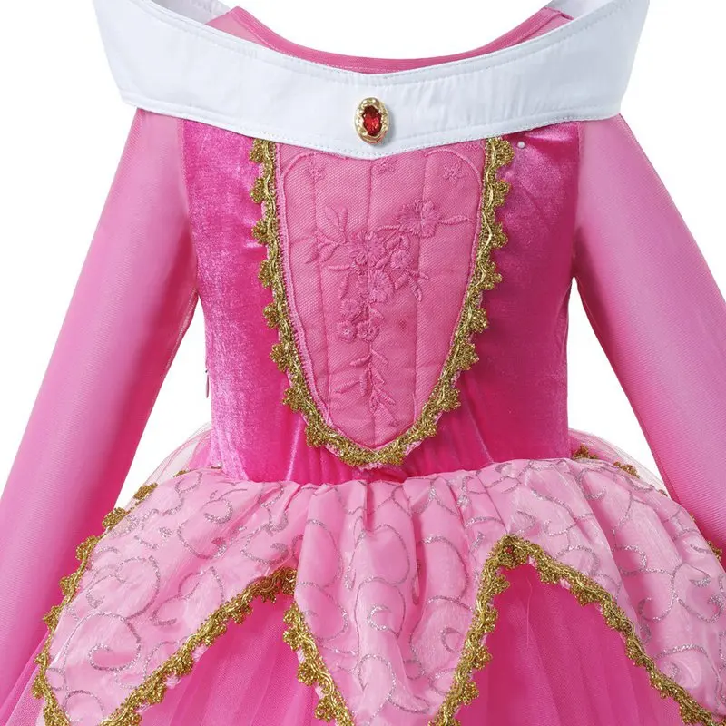 Sleeping Beauty Princess Dress for Girls Long Sleeve Party Gown Children 4 Layered Aurora Cosplay Costume Kids Photography Props | Детская