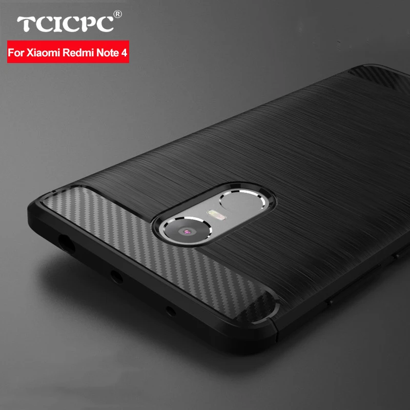 TCICPC For Xiaomi Redmi Note 4 Case Cover 4x Carbon Fiber Brushed Soft Silicone Back for Note4 |