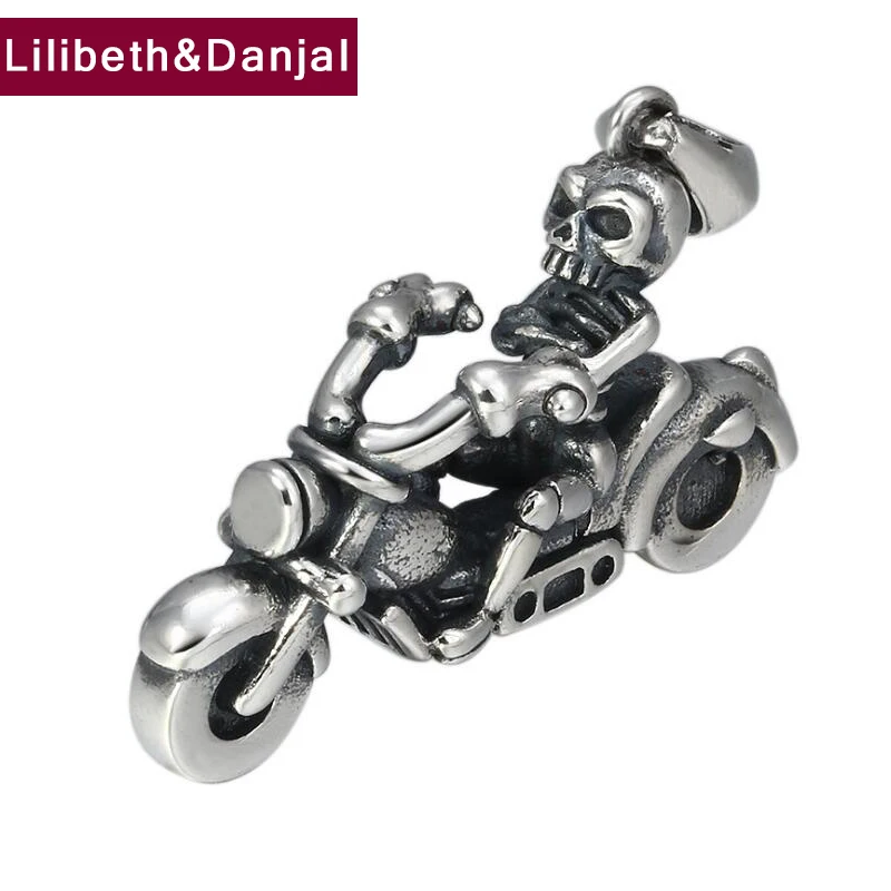 2019 Hiphop Punk Skull Motorcycle Pendant 100% 925 Sterling Silver Men Women Necklace Jewelry making sieraden maken P32 | Украшения и