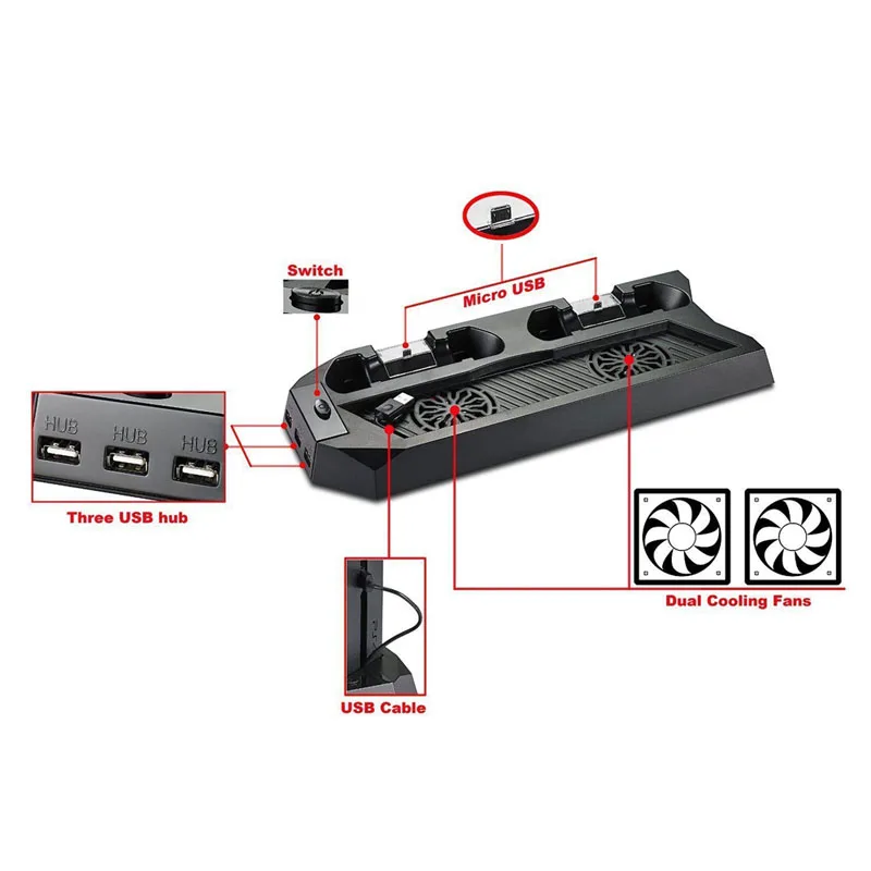 Для PS4 многофункциональная зарядная станция охлаждающий вентилятор охлаждения