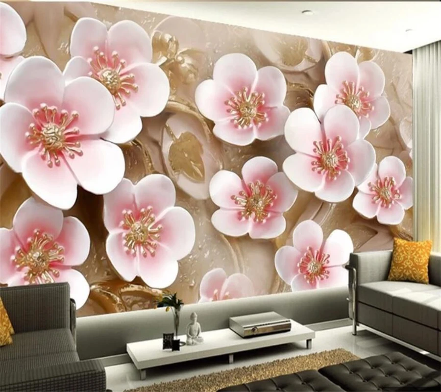 3d обои на заказ стерео слива ТВ фон гостиная декоративная живопись papel de parede |