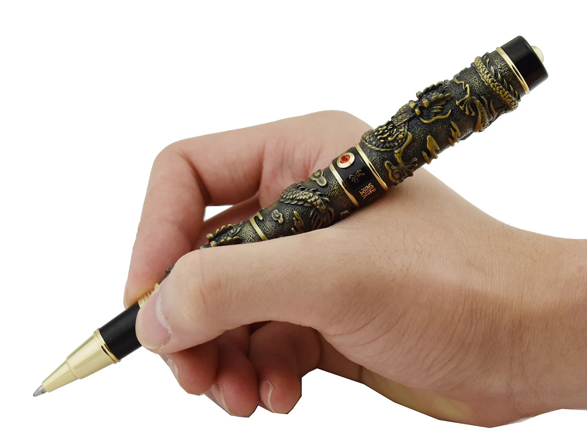 Винтажная Роскошная Шариковая ручка Jinhao двойная искусственная жемчужина
