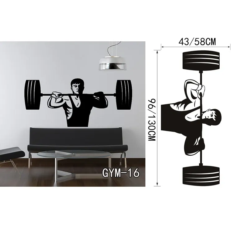 GYM16 Обои для спортзала мальчик или девочка спальня фитнес Настенная Наклейка в тренажерный зал виниловая наклейка на стену Спорт домашний декор - Цвет: GYM16