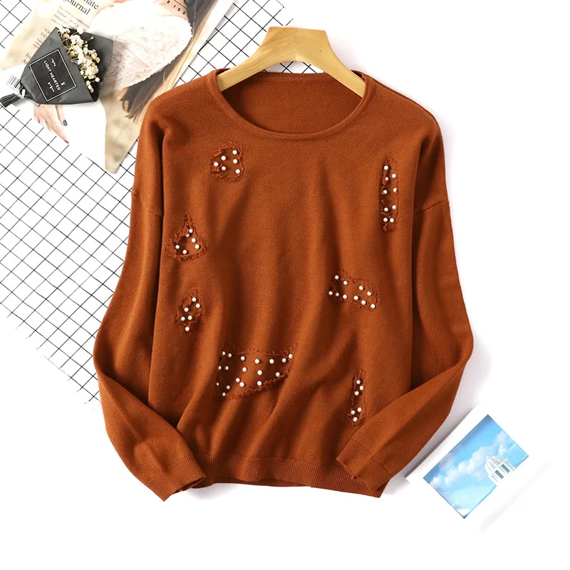 

2019 Autumn Winter Sweater Women Contrast Color Pullover Jumper Long Sleeve O-Neck Knitted Tops Outwear Pull Femme