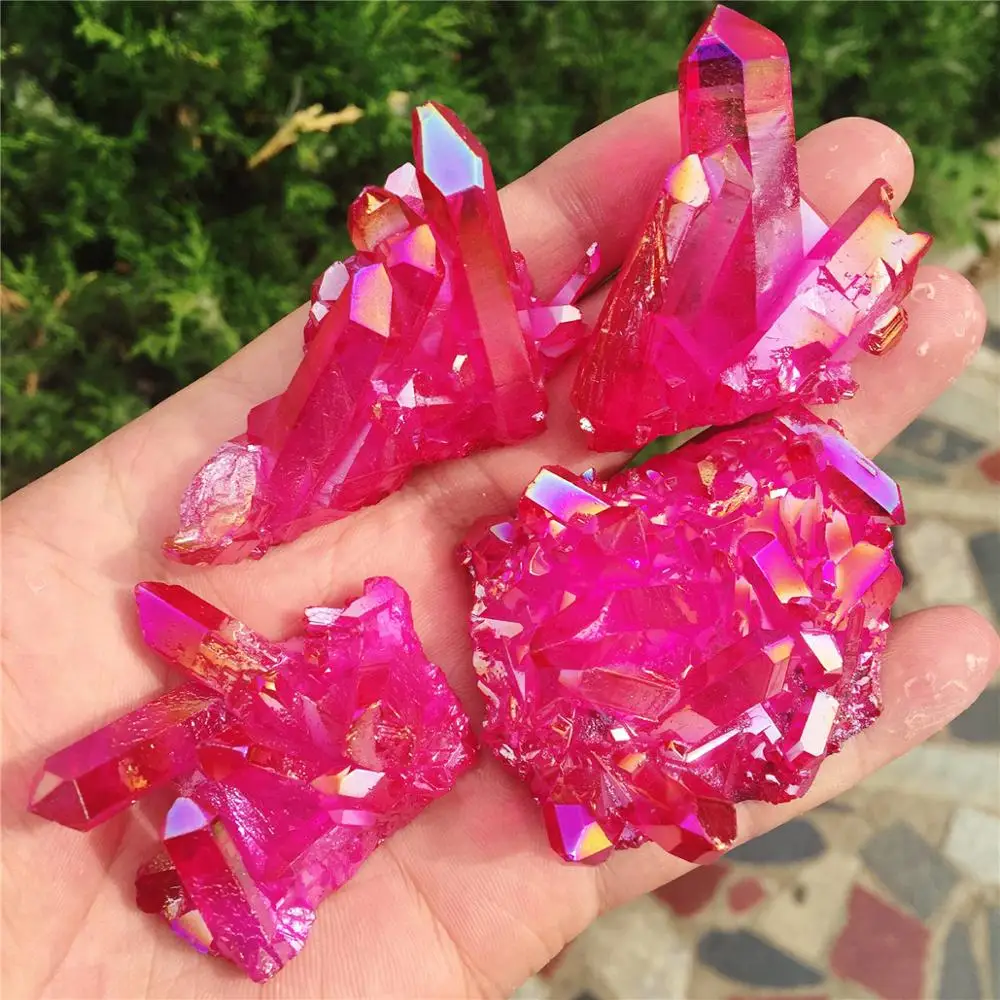 1 шт редкие красивые Мэй красное пламя аура гроздь кристаллов кварца