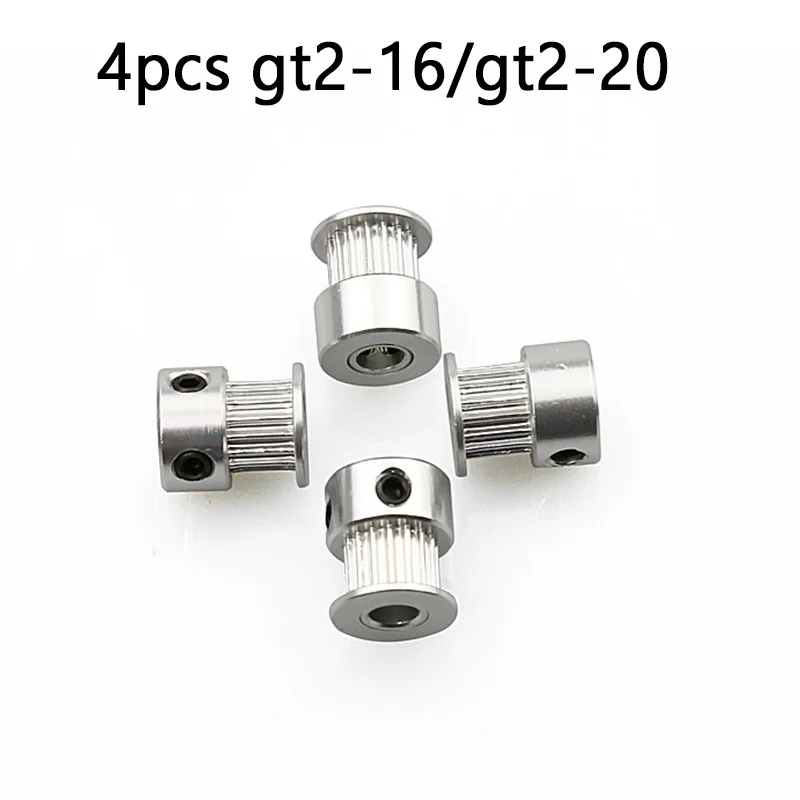 

4pcs/lot 2gt 16 20 teeth Timing GT2-16 20 pulley Alumium Bore 5mm fit forbelt Width 6mm for anet A8 A6 E10 3D Printer parts