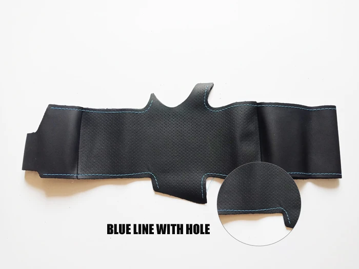 blue line With hole Высокое качество, Воловья кожа, верхний слой, ручная работа, швейные чехлы на руль, защита для Chevrolet Chevy Malibu - Название цвета: blue line With hole