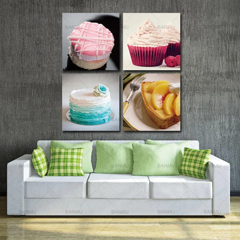 canvs wall art Colorful Cake Food Canvas Prints Modern Wall Art Paintings Cakes Decor Giclee Artwork for Room Decorations | Дом и сад