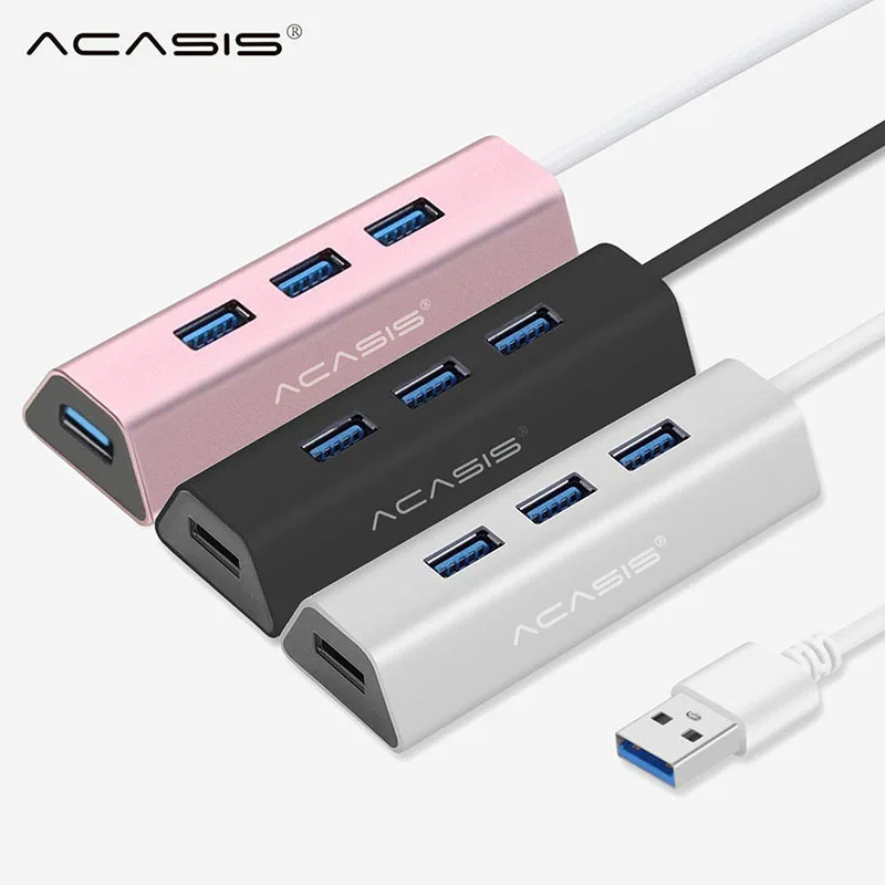 Acasis usb хаб 3 0 4 портовый мульти концентратор USB алюминиевый с адаптером питания