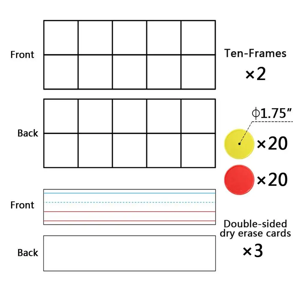 Godery Ten-Frame Set Pocket Chart for Classroom and Homeschooling, Math Manipulative 10 Frame Activity Chart for Kids Counting