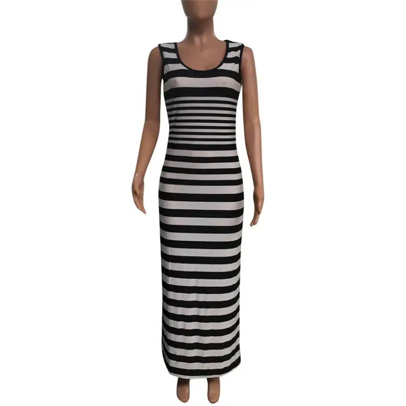 Sexy Women Striped Loose Long Dress Beach Party Casual Vestido longo Vetement femme 2017 Roupa feminina Dresses brazil | Женская одежда