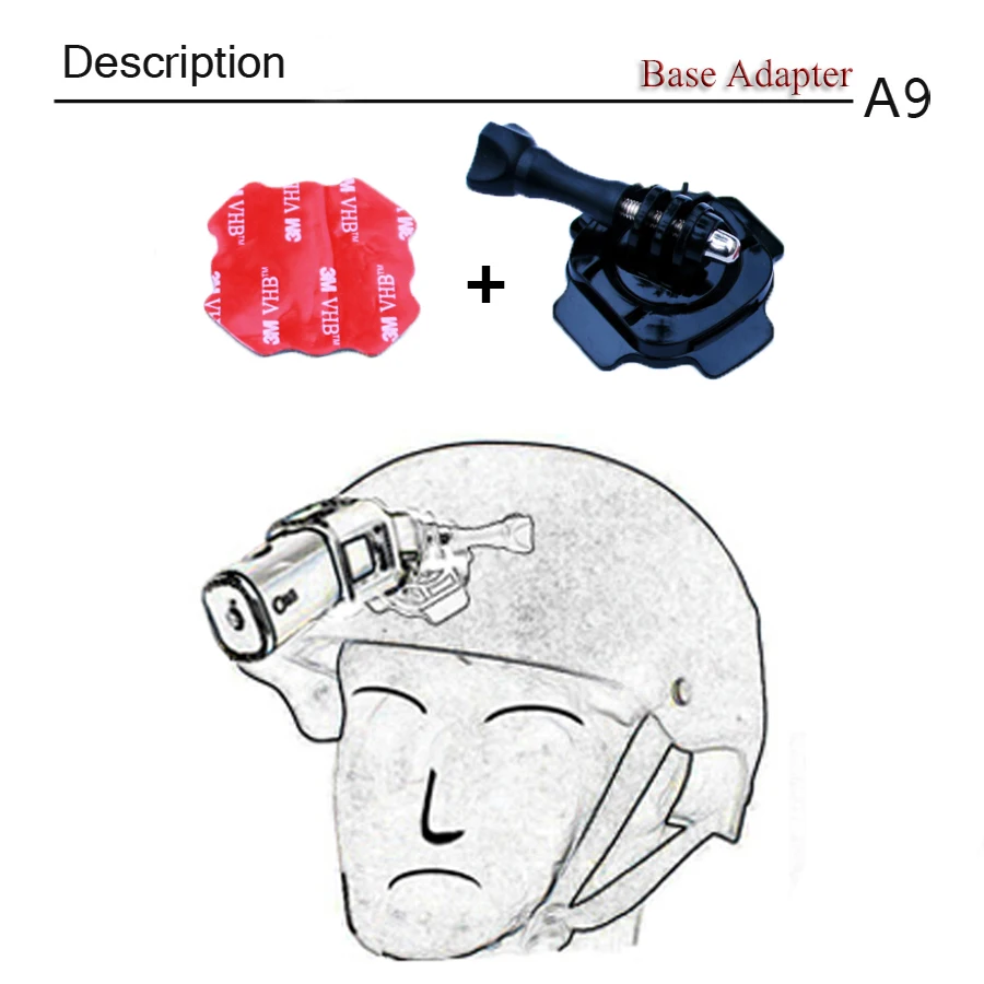 A9 for GoPro Accessories Helmet 360 Degrees Rotation Mount with Sticker For Hero 5 4 3+ SJ4000 Xiaomi yi A9012 | Электроника
