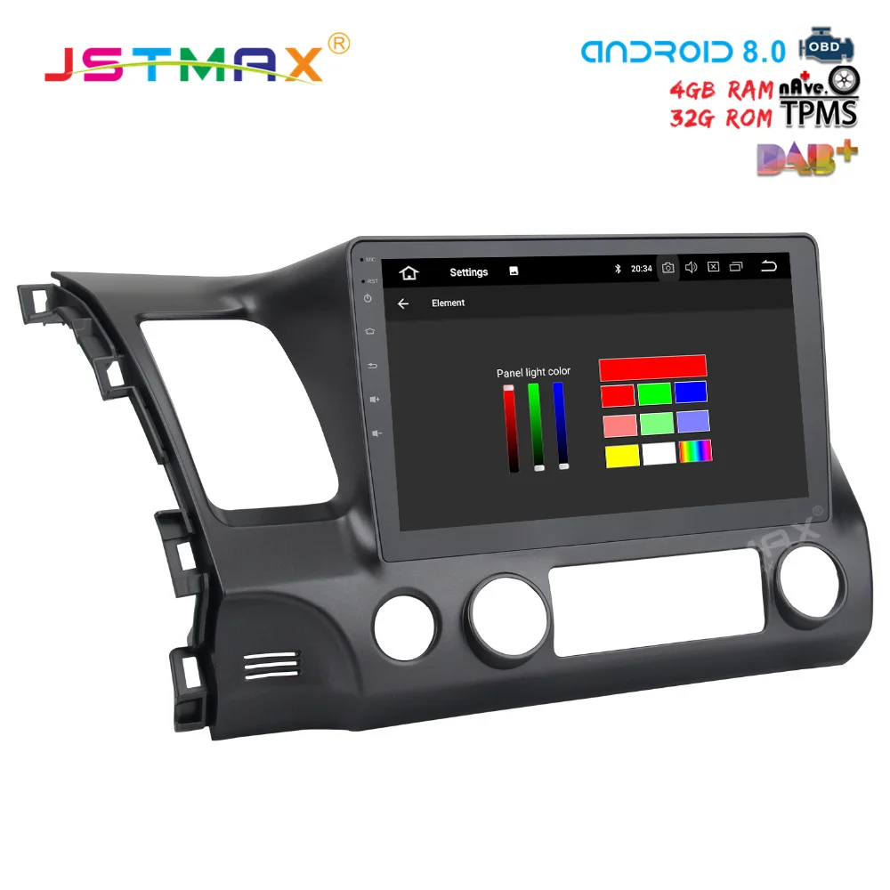 JSTMAX 10 2 &quotAndroid 8 0 автомобильный dvd для Honda Civic 2006 2011 авто радио GPS navi Octa Core 4 ГБ 32