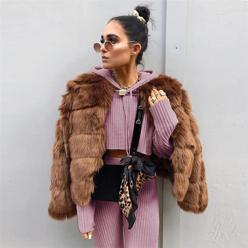 2018 Women Two Piece Outfits Fashion Short Hooded And Wide Leg Pant Tracksuit Knitting Winter Set | Женская одежда