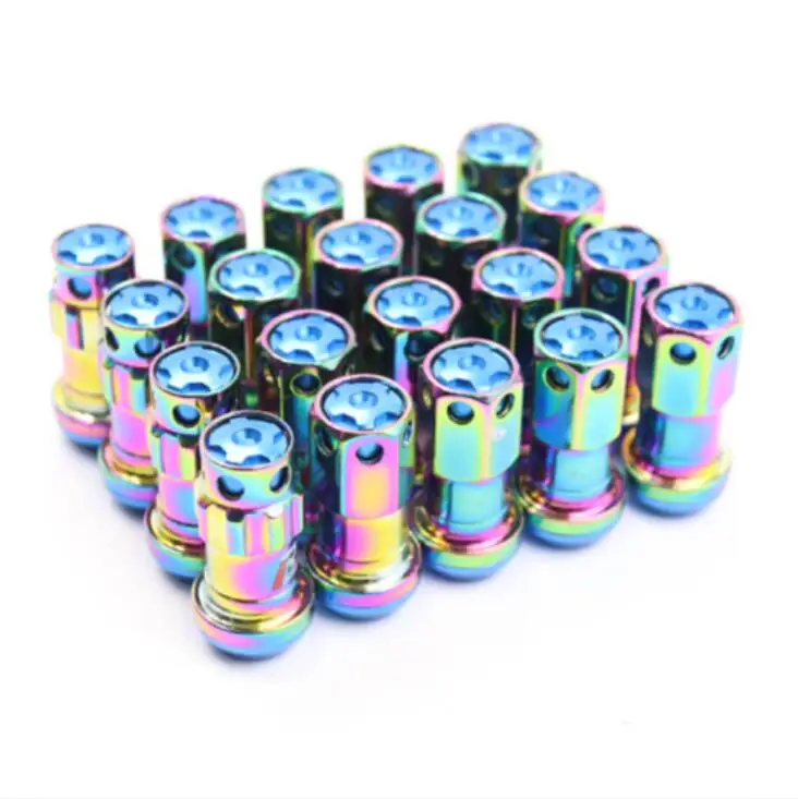 Neochrome blue Для R40 Колесные гайки железа зажимные гайки для гонок 20 штук замок зажимные гайки для гонок+ 2 шт. в наборе, ключ безопасности колесный винт гайки - Название цвета: Neochrome blue