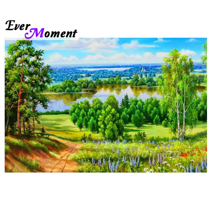 Ever Moment Алмазная картина украшение для дома вышивка крестиком деревья озеро