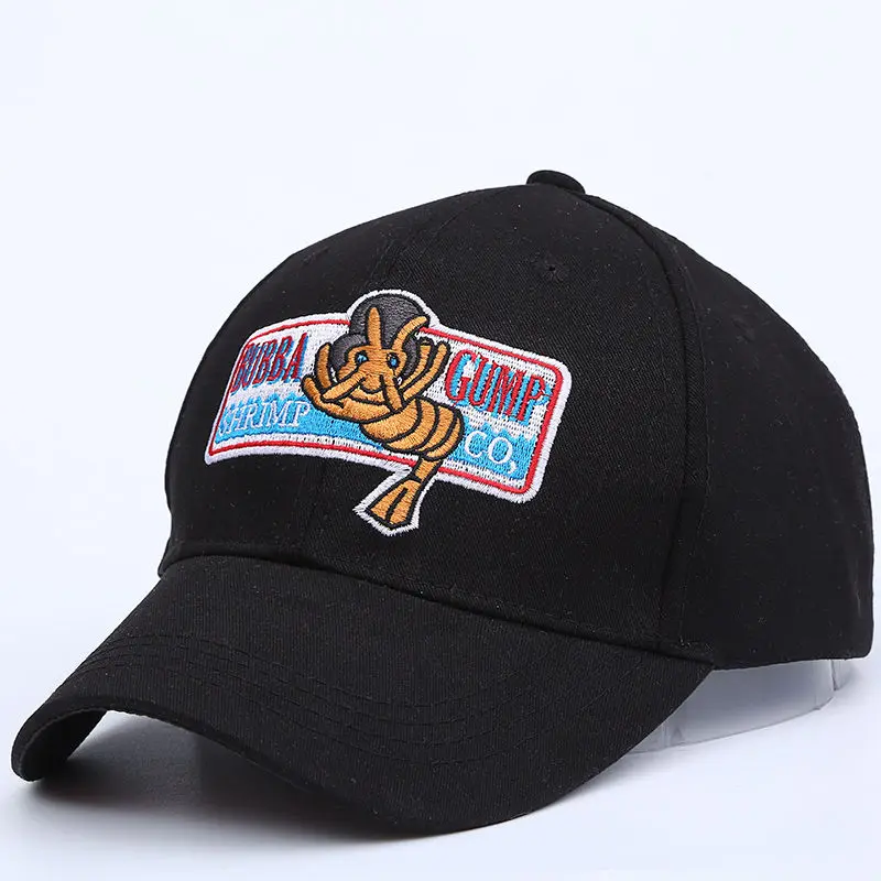 Новинка 1994 BUBBA GUMP креветки CO. Бейсболка мужская и женская спортивная летняя Кепка с вышивкой летняя шляпа Форрест Гамп костюм - Цвет: Черный