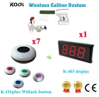 wireless waiter call system k 403 display with 1 key call button for restaurant pager 433 92mhz1 display7 call button