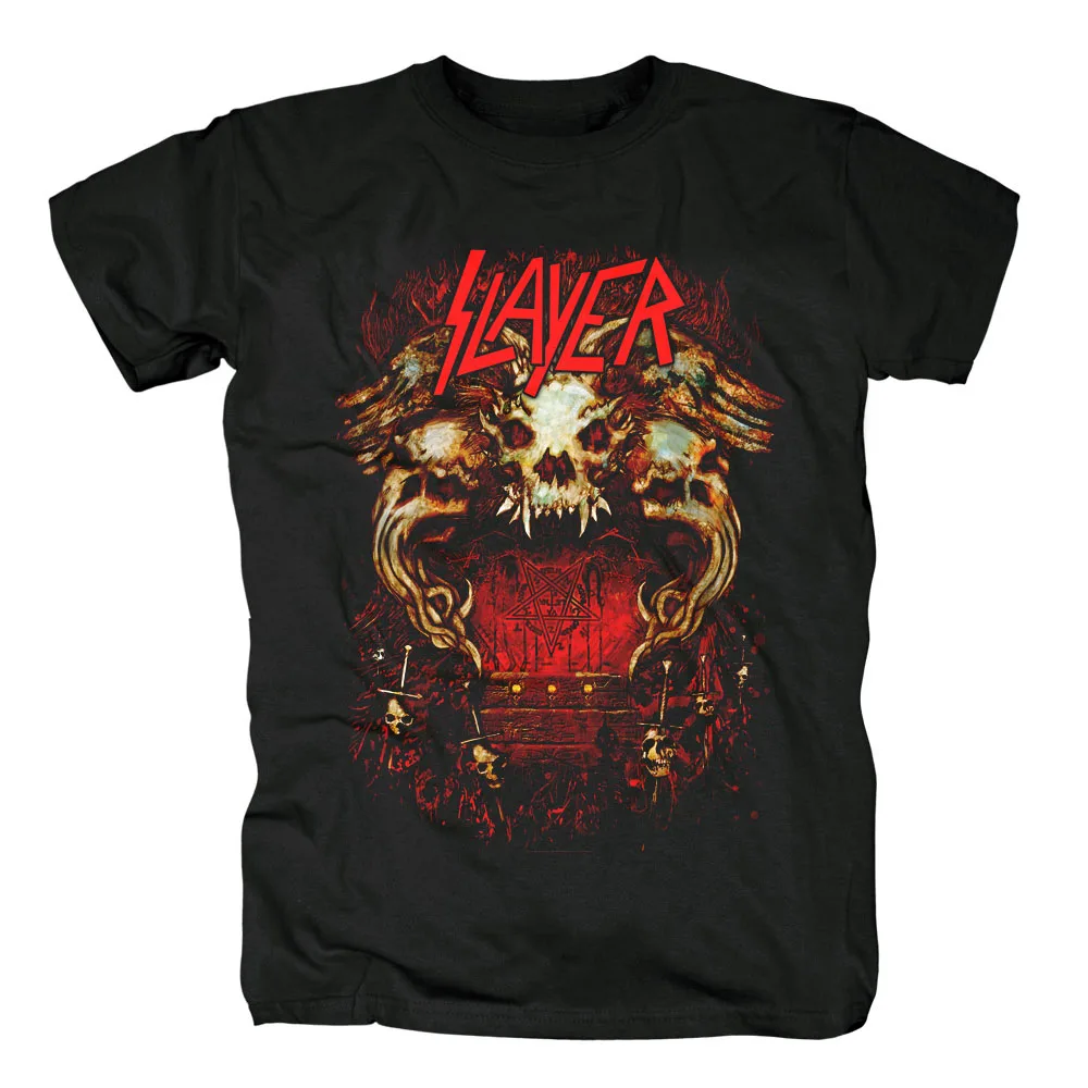 Кровопролитный slayer тяжелый металлический Thrash металлический мужской топ черная футболка летом Азиатский размер