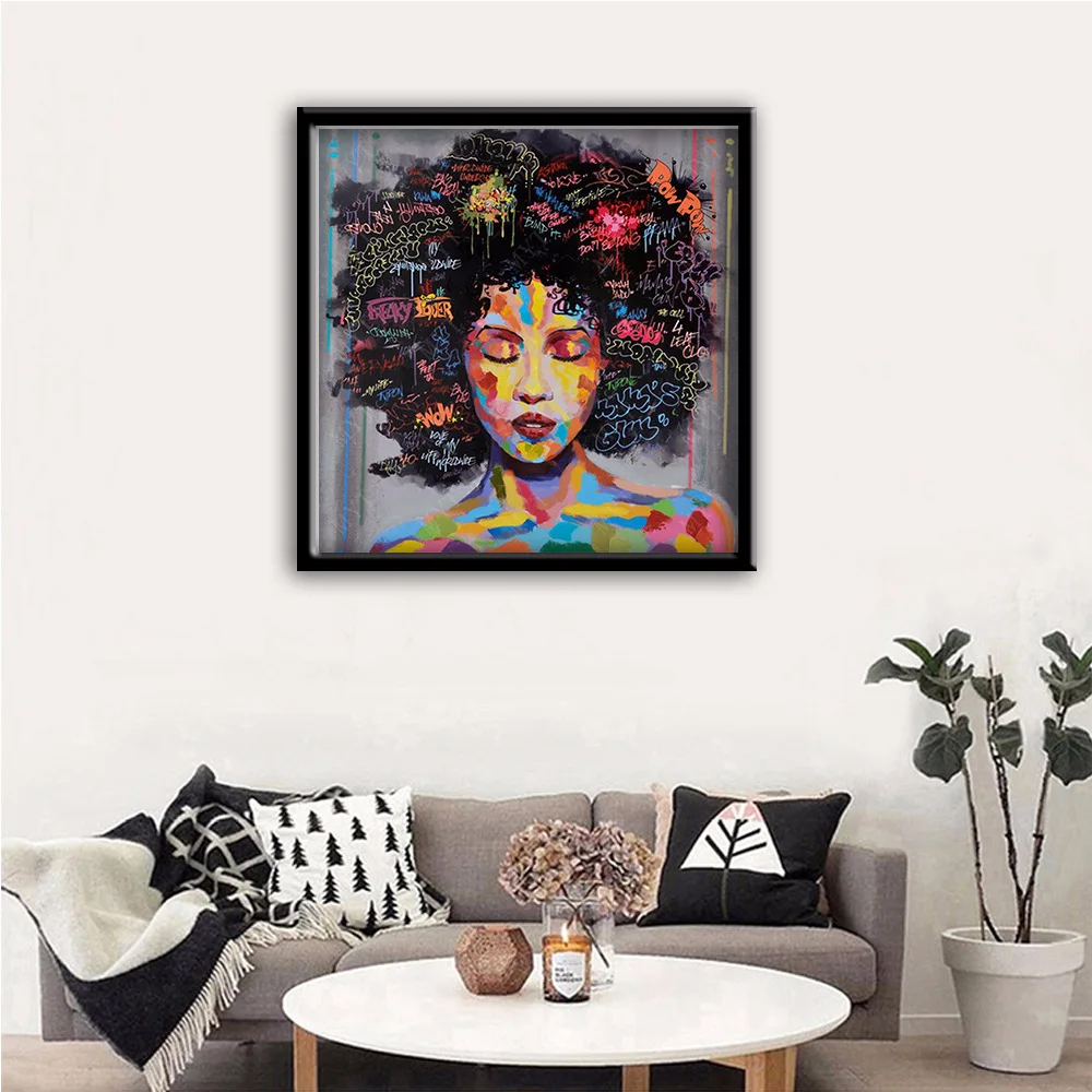 Wall art painting pictures Portrait Africa American Graffiti poster Canvas Printings decoration Unframed | Дом и сад