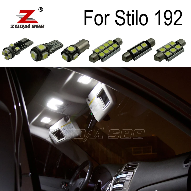 

14 шт., автомобильная светодиодная лампа без ошибок Canbus, купольная лампа для салона автомобиля, комплект фонарей для карт Fiat Stilo 192, аксессуары...