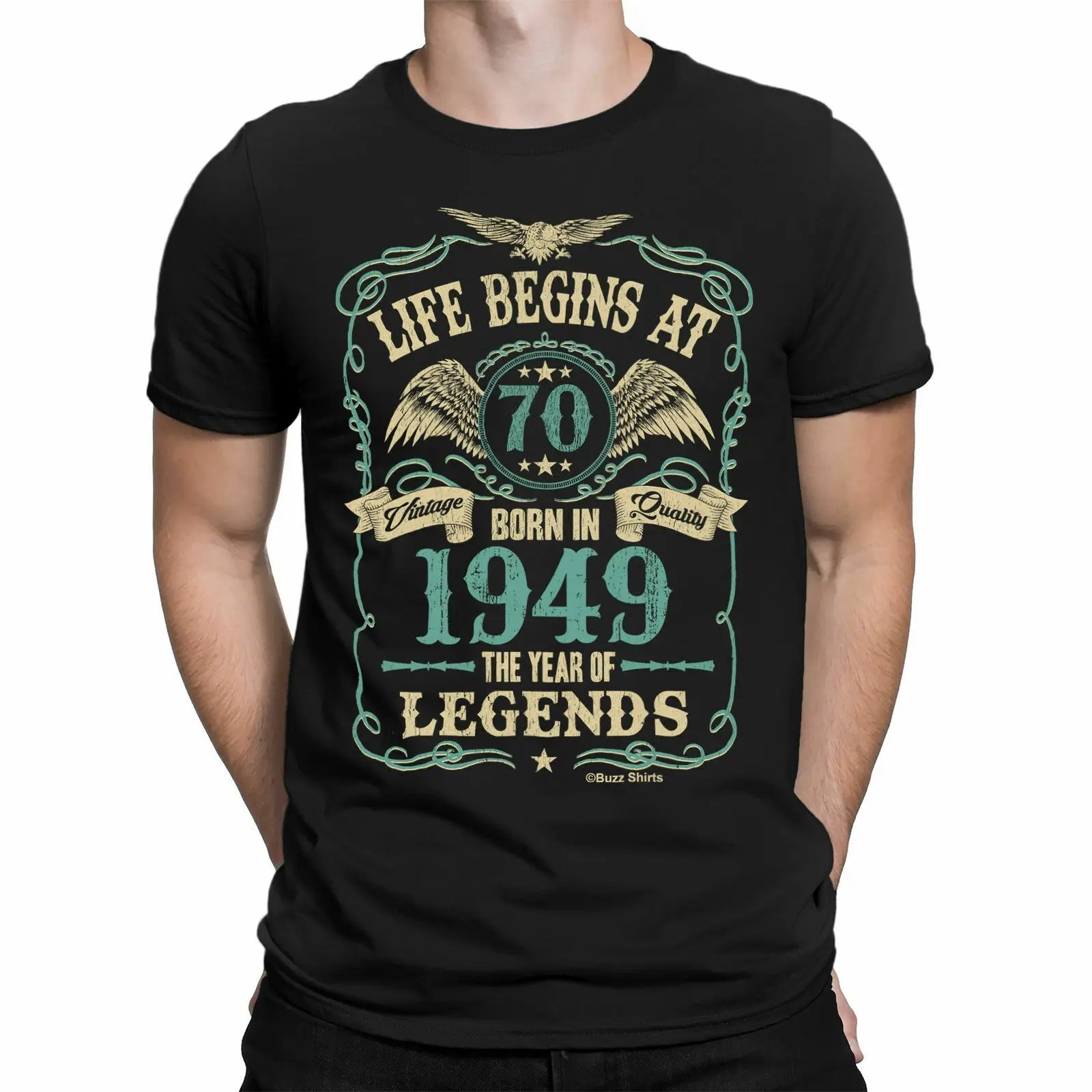 Черная футболка с надписью Fashion Life подарок на день рождения 70 лет 1949 год