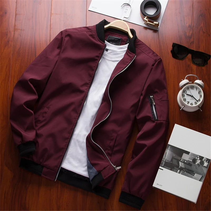 Red New Jacket Men Fashion Casual Slim Mens Jacket Sportswear Bomber Jacket Mens jackets men and Coats Plus Size S- 6XL 9900 - Цвет: Red