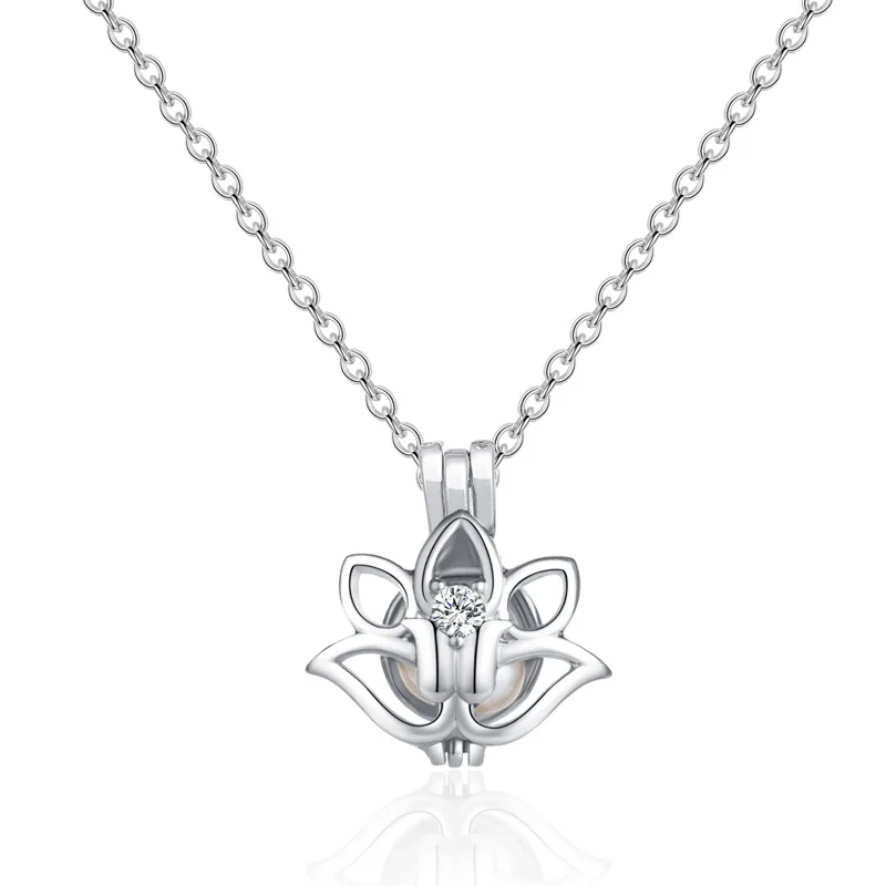 lotus flower Жемчужное ожерелье слон жемчужная клетка ювелирных изделий клетка-медальон кулон эфирное масло медальон со светорассеивателем для устричная жемчужина для женщин и мужчин - Окраска металла: lotus flower
