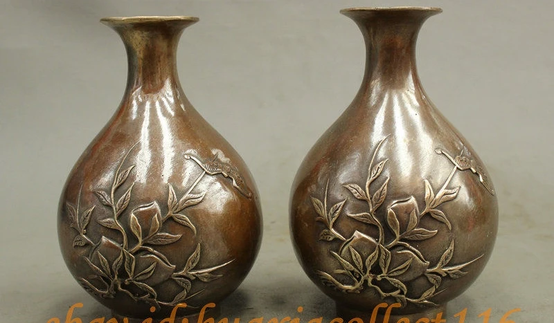 Народная китайская Бронзовая техника счастливая летучая мышь Персиковый Цветок