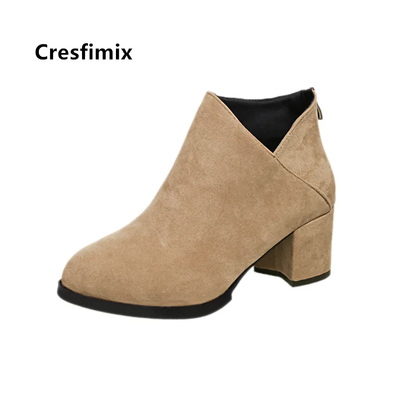 Женские ботинки Cresfimix милые коричневые короткие ботильоны женские повседневные